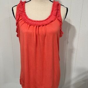 Willi Smith coral pleated necklace sleeveless top